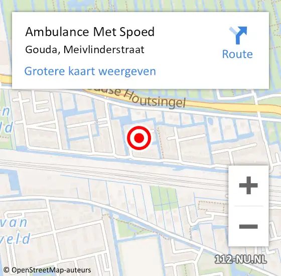 Locatie op kaart van de 112 melding: Ambulance Met Spoed Naar Gouda, Meivlinderstraat op 22 juni 2024 15:21