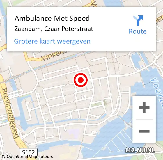 Locatie op kaart van de 112 melding: Ambulance Met Spoed Naar Zaandam, Czaar Peterstraat op 22 juni 2024 15:35