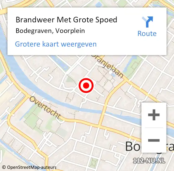 Locatie op kaart van de 112 melding: Brandweer Met Grote Spoed Naar Bodegraven, Voorplein op 22 juni 2024 15:36