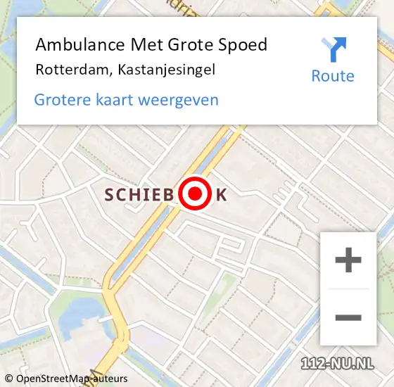 Locatie op kaart van de 112 melding: Ambulance Met Grote Spoed Naar Rotterdam, Kastanjesingel op 22 juni 2024 15:39