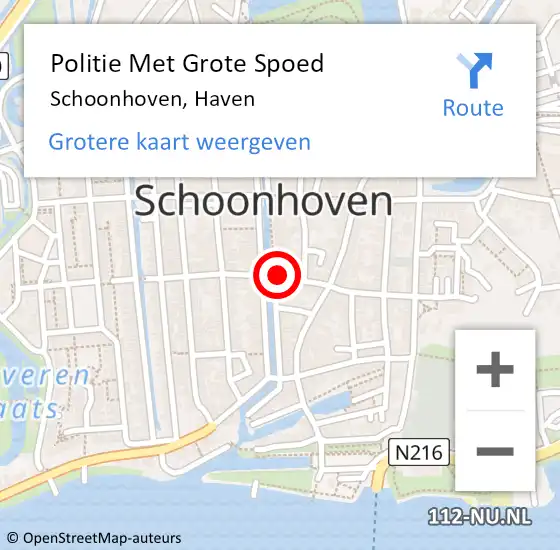 Locatie op kaart van de 112 melding: Politie Met Grote Spoed Naar Schoonhoven, Haven op 22 juni 2024 15:43