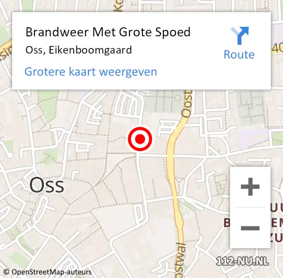 Locatie op kaart van de 112 melding: Brandweer Met Grote Spoed Naar Oss, Eikenboomgaard op 22 juni 2024 15:45