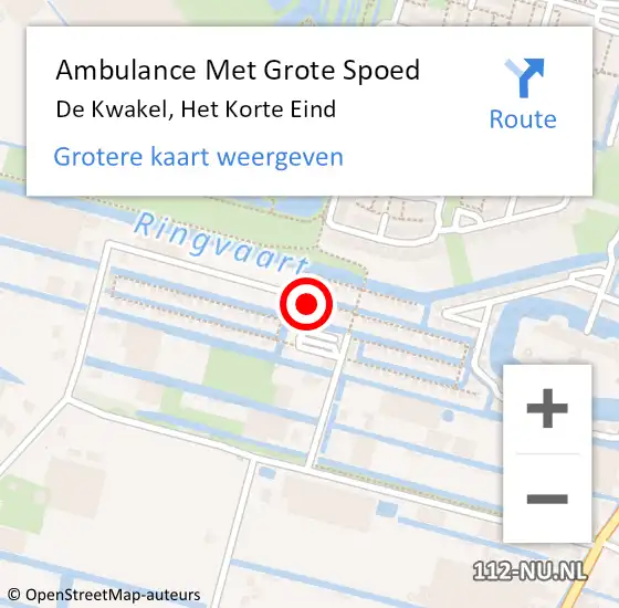 Locatie op kaart van de 112 melding: Ambulance Met Grote Spoed Naar De Kwakel, Het Korte Eind op 22 juni 2024 15:46