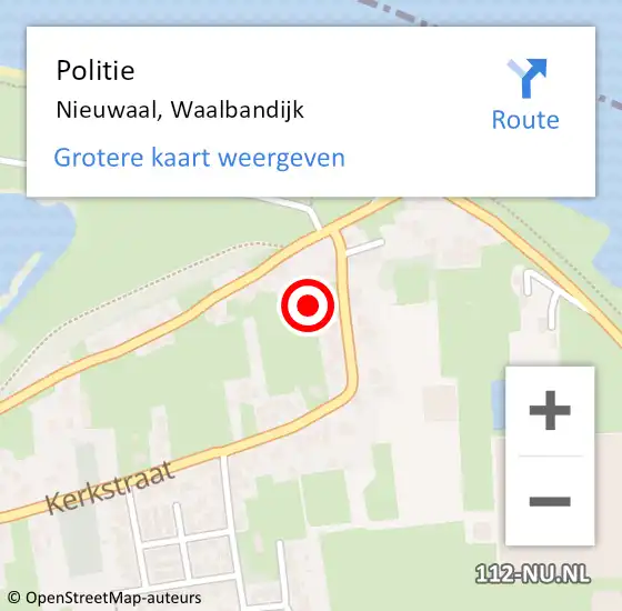 Locatie op kaart van de 112 melding: Politie Nieuwaal, Waalbandijk op 22 juni 2024 15:49