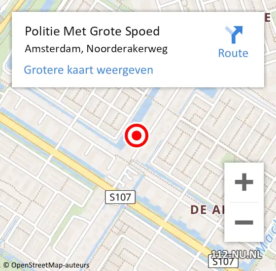 Locatie op kaart van de 112 melding: Politie Met Grote Spoed Naar Amsterdam, Noorderakerweg op 22 juni 2024 15:52