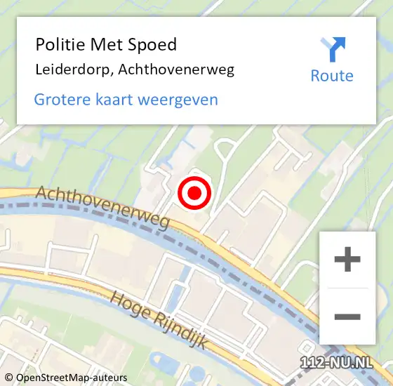 Locatie op kaart van de 112 melding: Politie Met Spoed Naar Leiderdorp, Achthovenerweg op 22 juni 2024 15:53