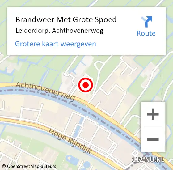 Locatie op kaart van de 112 melding: Brandweer Met Grote Spoed Naar Leiderdorp, Achthovenerweg op 22 juni 2024 15:53