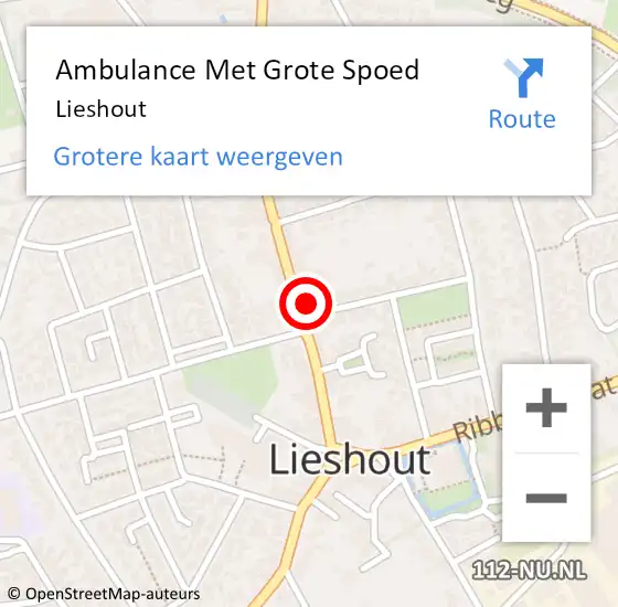 Locatie op kaart van de 112 melding: Ambulance Met Grote Spoed Naar Lieshout op 22 juni 2024 16:01