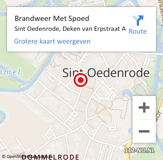 Locatie op kaart van de 112 melding: Brandweer Met Spoed Naar Sint Oedenrode, Deken van Erpstraat A op 22 juni 2024 16:01