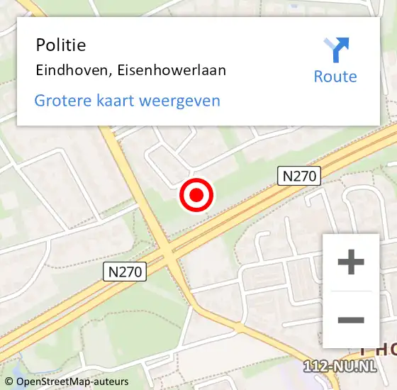 Locatie op kaart van de 112 melding: Politie Eindhoven, Eisenhowerlaan op 22 juni 2024 16:05