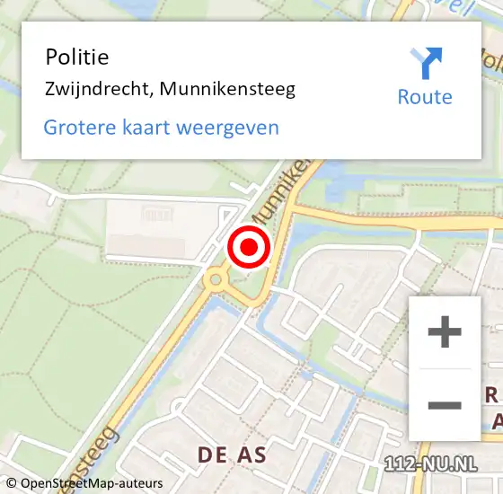 Locatie op kaart van de 112 melding: Politie Zwijndrecht, Munnikensteeg op 22 juni 2024 16:20