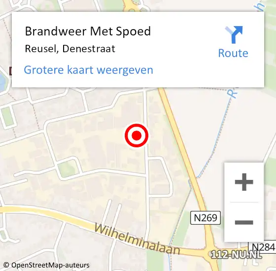 Locatie op kaart van de 112 melding: Brandweer Met Spoed Naar Reusel, Denestraat op 22 juni 2024 16:23