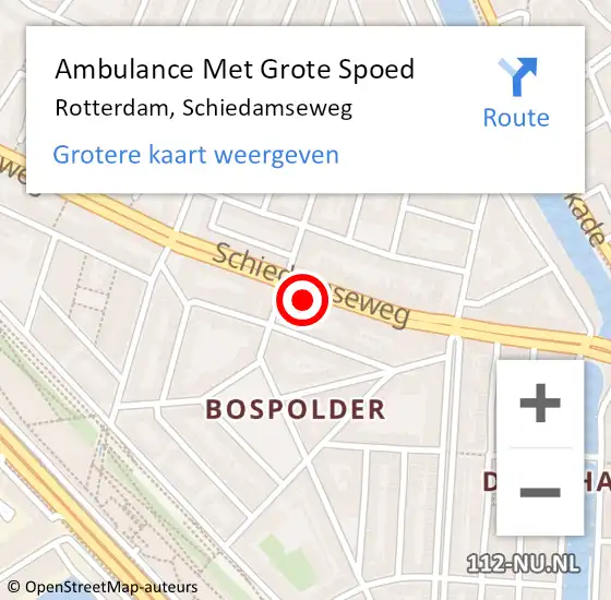 Locatie op kaart van de 112 melding: Ambulance Met Grote Spoed Naar Rotterdam, Schiedamseweg op 22 juni 2024 16:30