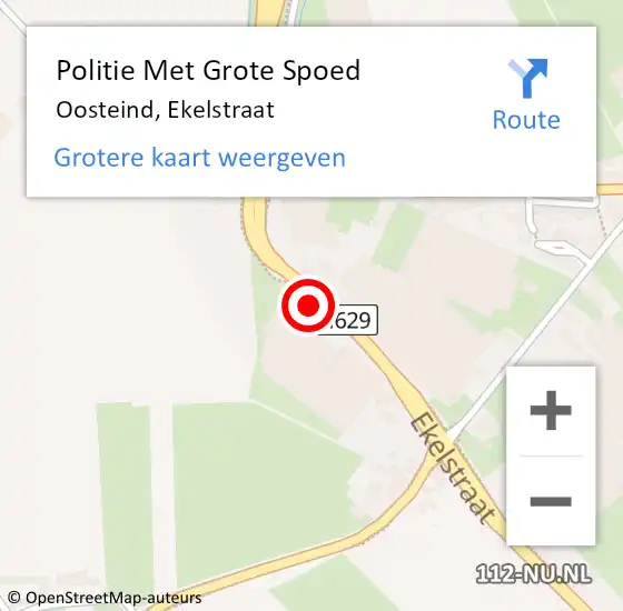 Locatie op kaart van de 112 melding: Politie Met Grote Spoed Naar Oosteind, Ekelstraat op 22 juni 2024 16:36