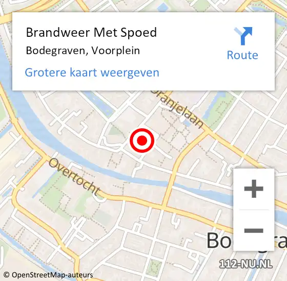 Locatie op kaart van de 112 melding: Brandweer Met Spoed Naar Bodegraven, Voorplein op 22 juni 2024 16:37