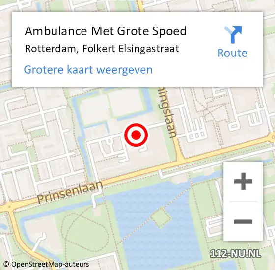 Locatie op kaart van de 112 melding: Ambulance Met Grote Spoed Naar Rotterdam, Folkert Elsingastraat op 22 juni 2024 16:43