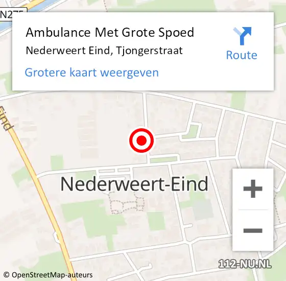 Locatie op kaart van de 112 melding: Ambulance Met Grote Spoed Naar Nederweert Eind, Tjongerstraat op 22 juni 2024 16:49