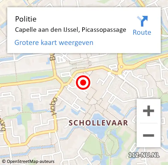 Locatie op kaart van de 112 melding: Politie Capelle aan den IJssel, Picassopassage op 22 juni 2024 17:01