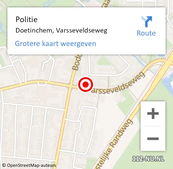 Locatie op kaart van de 112 melding: Politie Doetinchem, Varsseveldseweg op 22 juni 2024 17:13