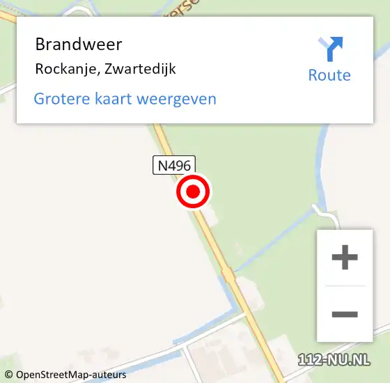 Locatie op kaart van de 112 melding: Brandweer Rockanje, Zwartedijk op 22 juni 2024 17:21