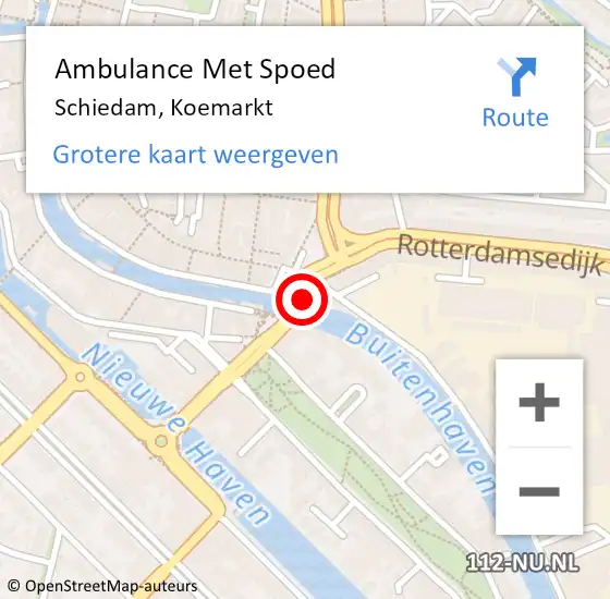 Locatie op kaart van de 112 melding: Ambulance Met Spoed Naar Schiedam, Koemarkt op 22 juni 2024 17:39