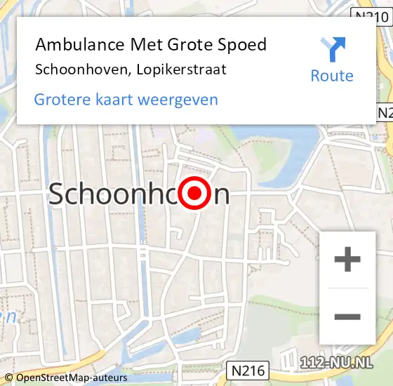 Locatie op kaart van de 112 melding: Ambulance Met Grote Spoed Naar Schoonhoven, Lopikerstraat op 22 juni 2024 18:05