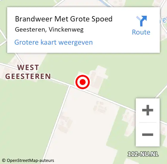 Locatie op kaart van de 112 melding: Brandweer Met Grote Spoed Naar Geesteren, Vinckenweg op 22 juni 2024 18:05