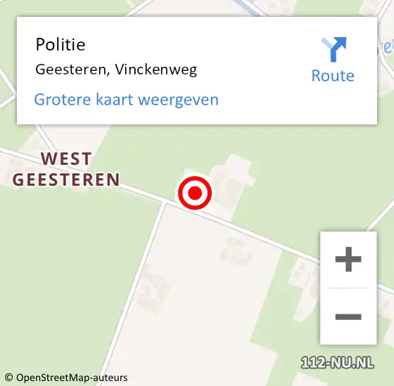 Locatie op kaart van de 112 melding: Politie Geesteren, Vinckenweg op 22 juni 2024 18:06