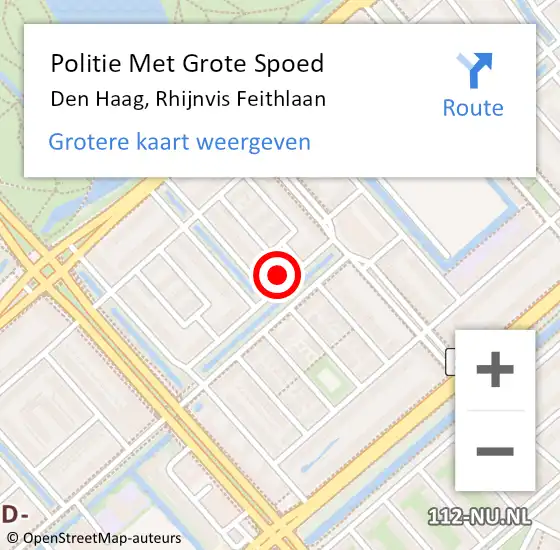 Locatie op kaart van de 112 melding: Politie Met Grote Spoed Naar Den Haag, Rhijnvis Feithlaan op 22 juni 2024 18:19