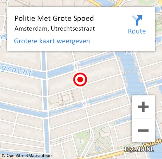 Locatie op kaart van de 112 melding: Politie Met Grote Spoed Naar Amsterdam, Utrechtsestraat op 22 juni 2024 18:19