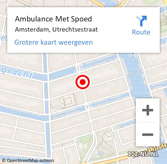 Locatie op kaart van de 112 melding: Ambulance Met Spoed Naar Amsterdam, Utrechtsestraat op 22 juni 2024 18:22