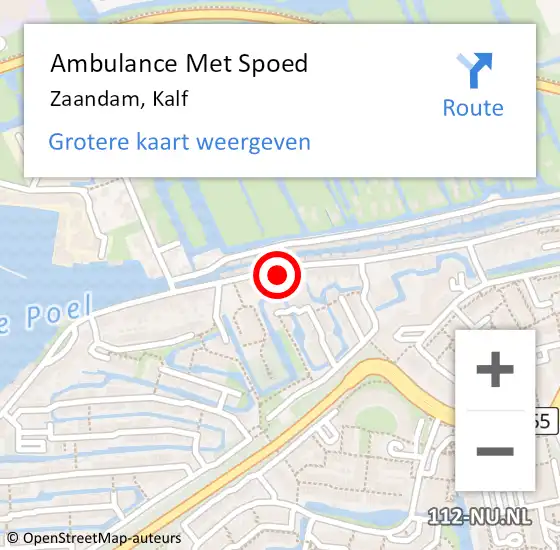 Locatie op kaart van de 112 melding: Ambulance Met Spoed Naar Zaandam, Kalf op 22 juni 2024 18:46