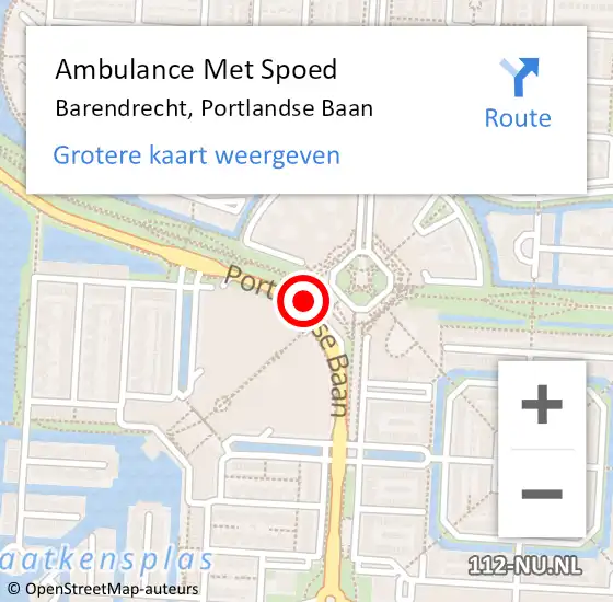 Locatie op kaart van de 112 melding: Ambulance Met Spoed Naar Barendrecht, Portlandse Baan op 22 juni 2024 18:58