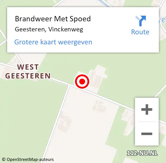 Locatie op kaart van de 112 melding: Brandweer Met Spoed Naar Geesteren, Vinckenweg op 22 juni 2024 19:06