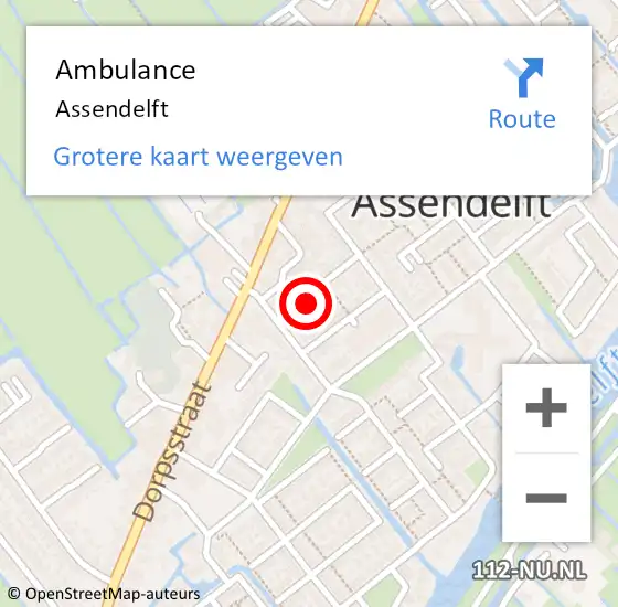 Locatie op kaart van de 112 melding: Ambulance Assendelft op 22 juni 2024 19:15