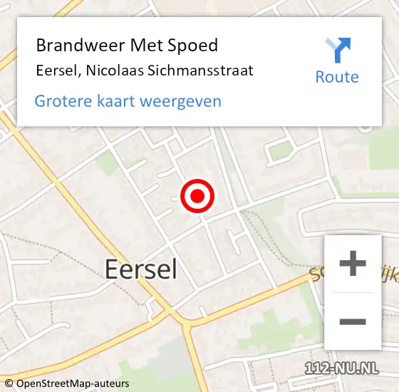 Locatie op kaart van de 112 melding: Brandweer Met Spoed Naar Eersel, Nicolaas Sichmansstraat op 22 juni 2024 19:16