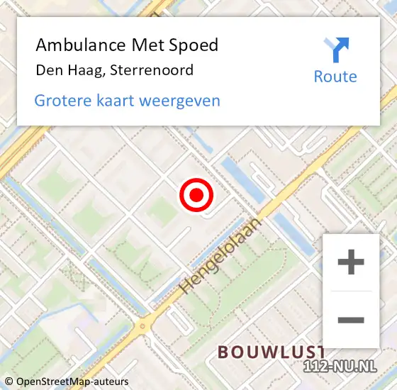 Locatie op kaart van de 112 melding: Ambulance Met Spoed Naar Den Haag, Sterrenoord op 22 juni 2024 19:30