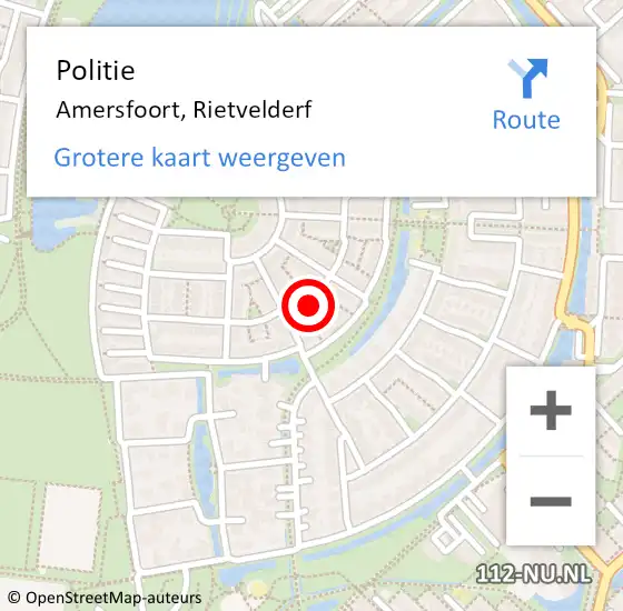 Locatie op kaart van de 112 melding: Politie Amersfoort, Rietvelderf op 22 juni 2024 19:32