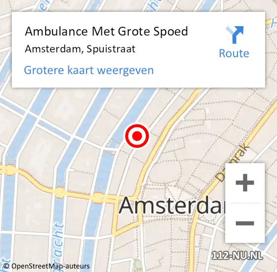 Locatie op kaart van de 112 melding: Ambulance Met Grote Spoed Naar Amsterdam, Spuistraat op 22 juni 2024 19:35