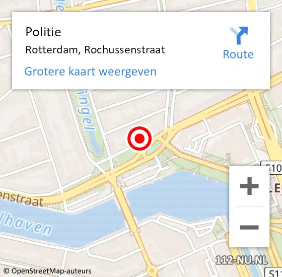 Locatie op kaart van de 112 melding: Politie Rotterdam, Rochussenstraat op 22 juni 2024 19:43