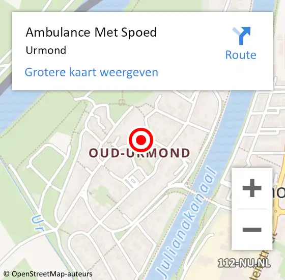 Locatie op kaart van de 112 melding: Ambulance Met Spoed Naar Urmond op 22 juni 2024 19:49