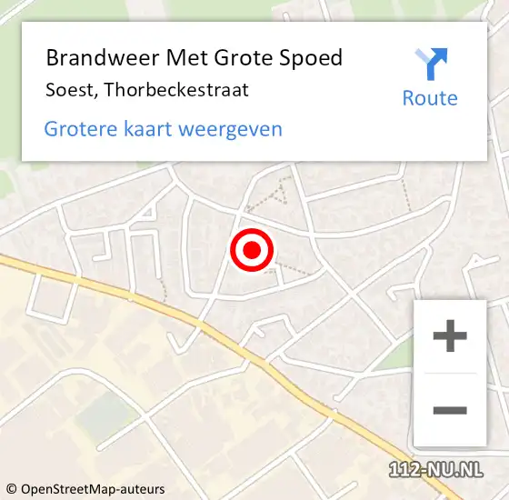 Locatie op kaart van de 112 melding: Brandweer Met Grote Spoed Naar Soest, Thorbeckestraat op 22 juni 2024 19:55