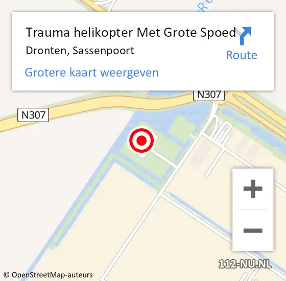 Locatie op kaart van de 112 melding: Trauma helikopter Met Grote Spoed Naar Dronten, Sassenpoort op 22 juni 2024 20:01