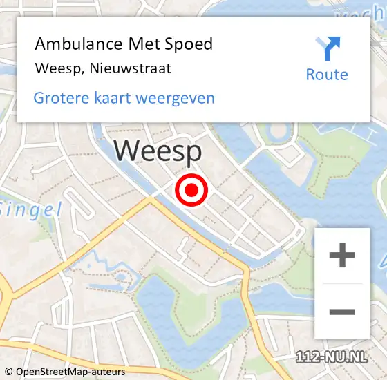 Locatie op kaart van de 112 melding: Ambulance Met Spoed Naar Weesp, Nieuwstraat op 22 juni 2024 20:06