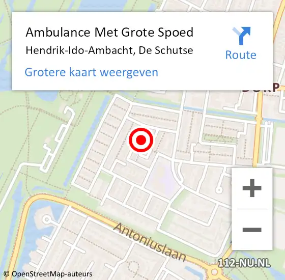 Locatie op kaart van de 112 melding: Ambulance Met Grote Spoed Naar Hendrik-Ido-Ambacht, De Schutse op 22 juni 2024 20:12