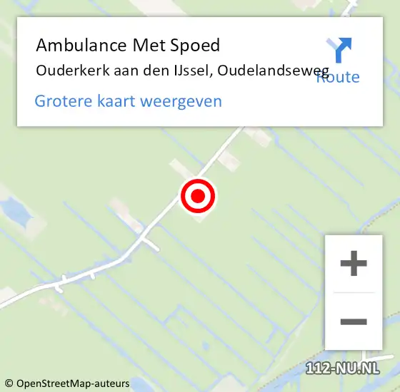 Locatie op kaart van de 112 melding: Ambulance Met Spoed Naar Ouderkerk aan den IJssel, Oudelandseweg op 22 juni 2024 20:12