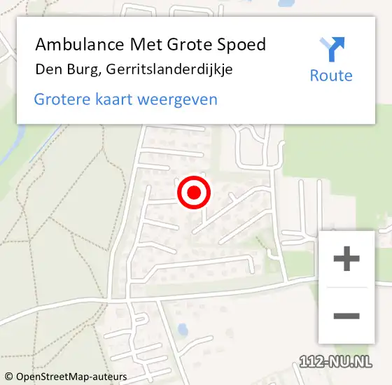 Locatie op kaart van de 112 melding: Ambulance Met Grote Spoed Naar Den Burg, Gerritslanderdijkje op 22 juni 2024 20:14