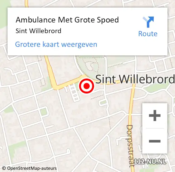 Locatie op kaart van de 112 melding: Ambulance Met Grote Spoed Naar Sint Willebrord op 22 juni 2024 20:29