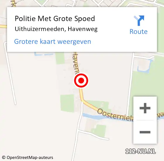 Locatie op kaart van de 112 melding: Politie Met Grote Spoed Naar Uithuizermeeden, Havenweg op 22 juni 2024 20:32