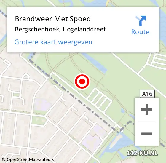 Locatie op kaart van de 112 melding: Brandweer Met Spoed Naar Bergschenhoek, Hogelanddreef op 22 juni 2024 20:56